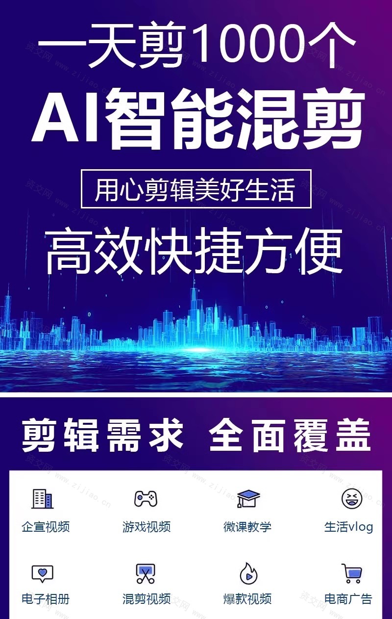 AI全自动剪辑短视频批量处理裁剪去重搬运混剪配音切割软件过原创