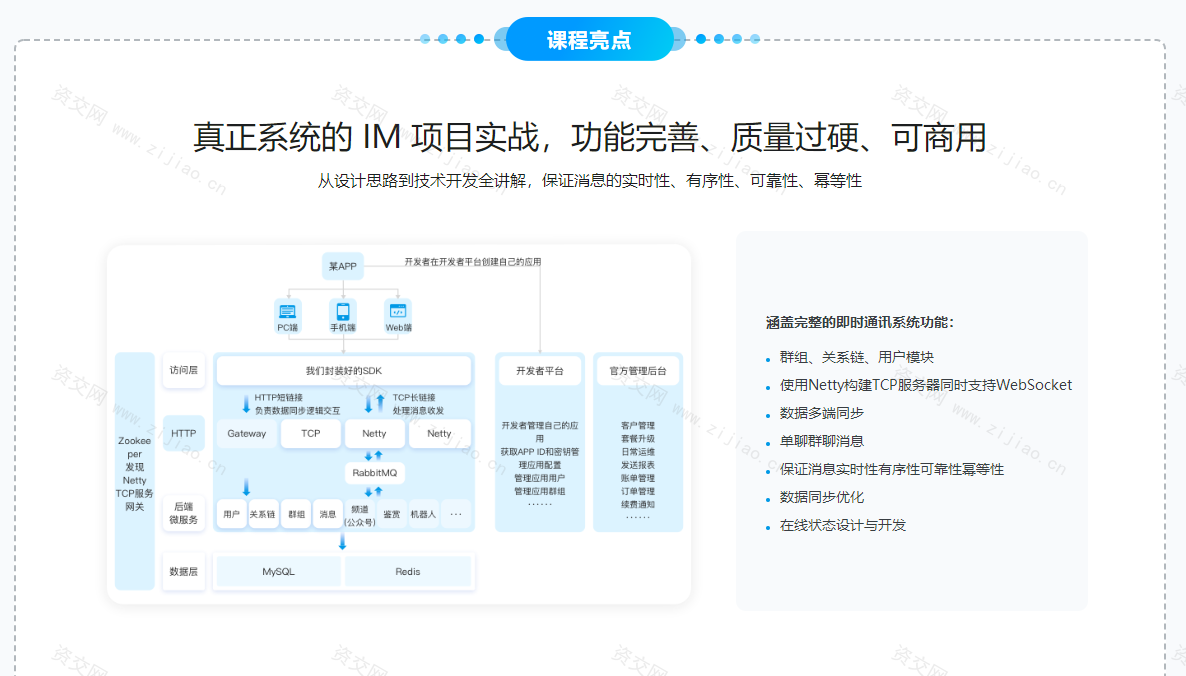 Netty+SpringBoot开发即时通讯系统|ppt齐全|完结无秘