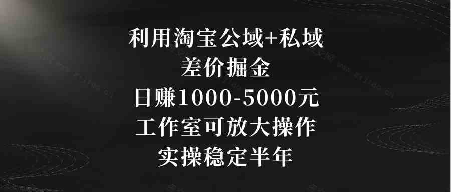 利用淘宝公域+私域差价掘金，日赚1000-5000元，工作室可放大操作