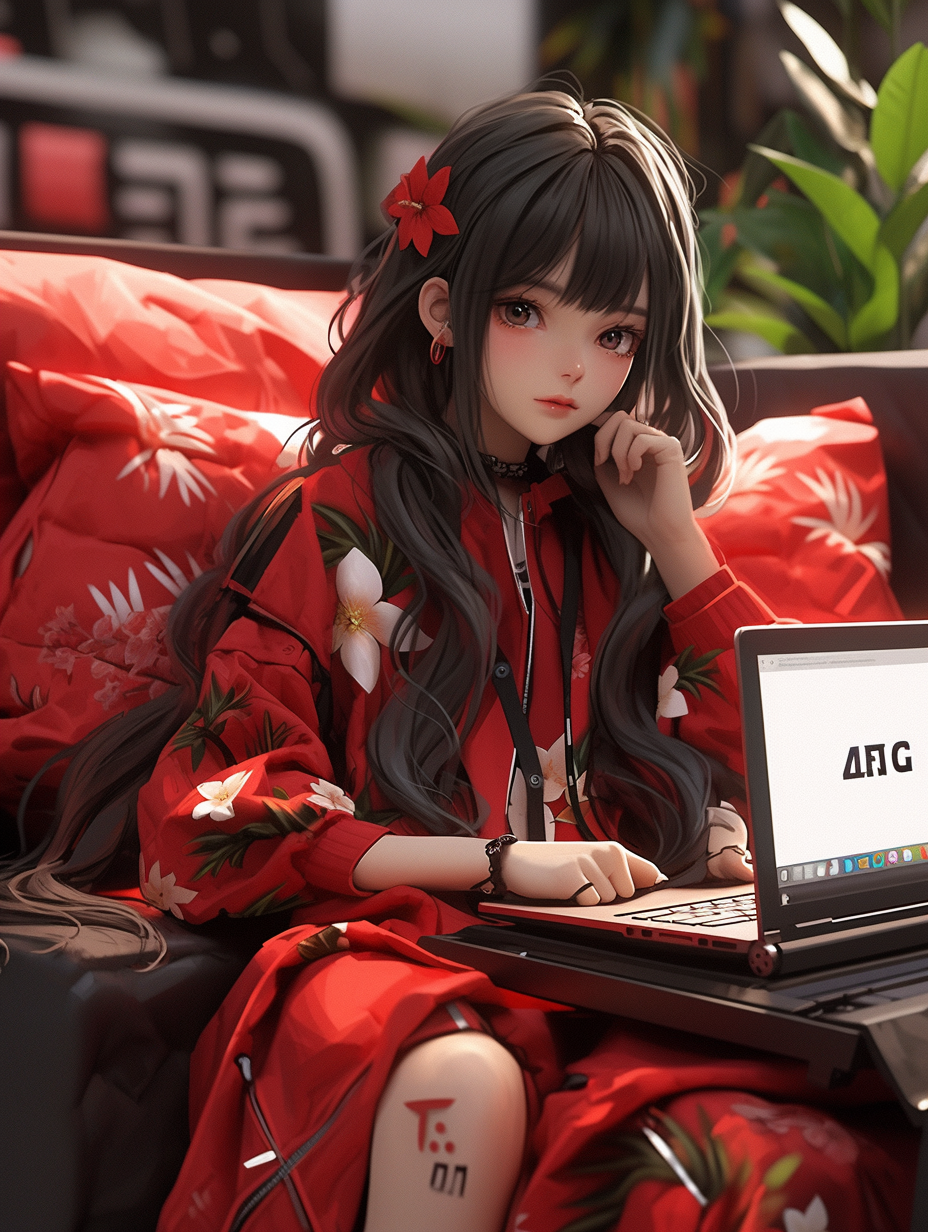 AI生成3D互联网工作者女孩照片免费下载