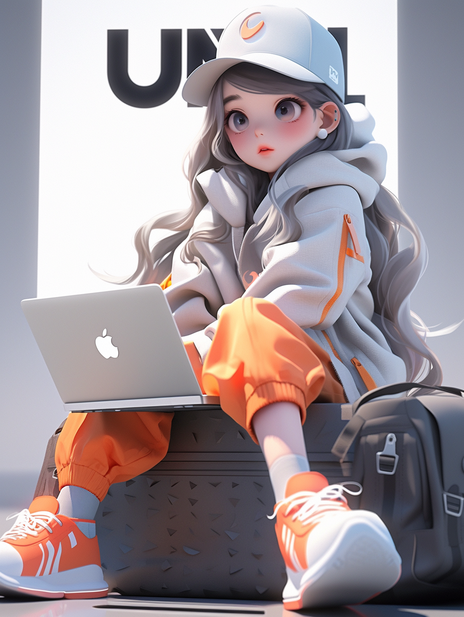 AI生成3D互联网工作者女孩照片免费下载
