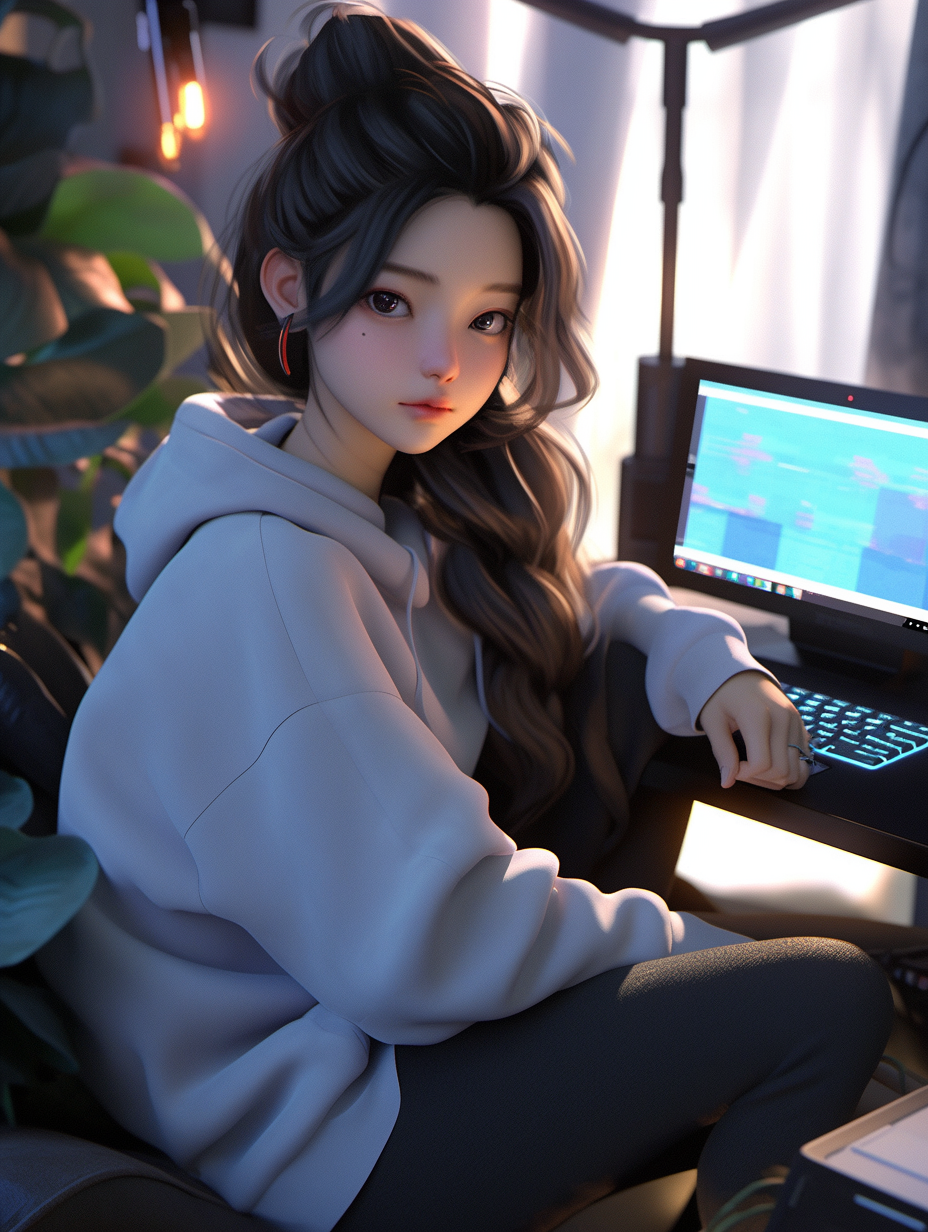 AI绘画3d女孩照片免费下载