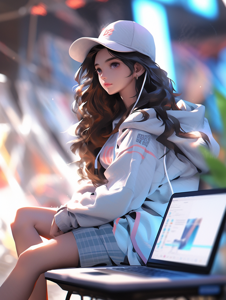 AI生成3D互联网工作者女孩照片免费下载