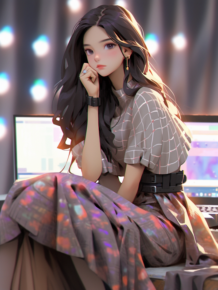 AI生成3D互联网工作者女孩照片免费下载