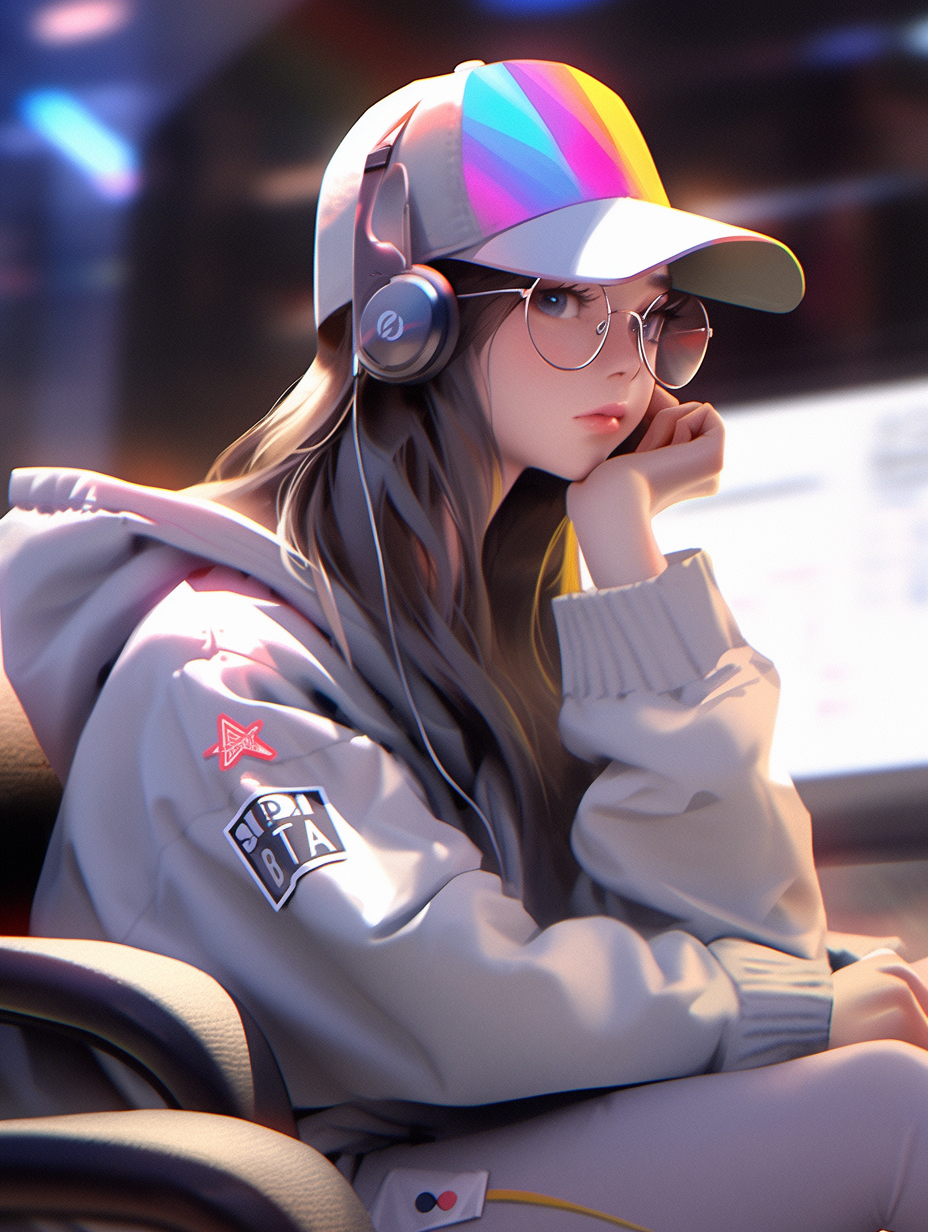 AI生成3D互联网工作者女孩照片免费下载