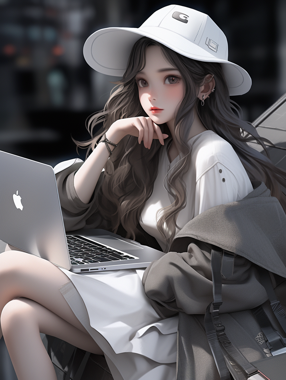 AI生成3D互联网工作者女孩照片免费下载