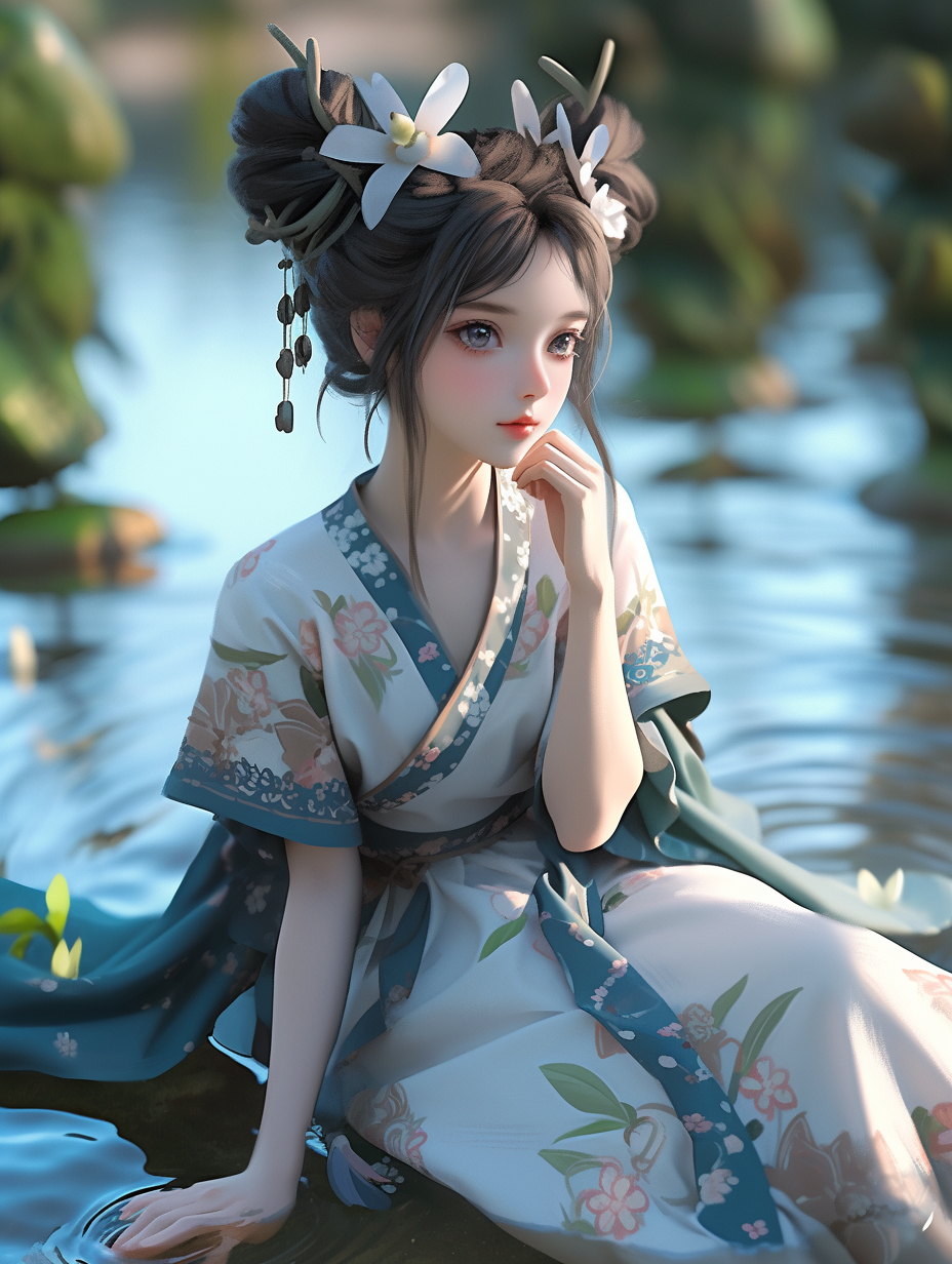 3D可爱国风美人图片免费下载