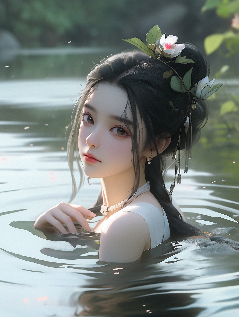 AI绘画国风美人图片