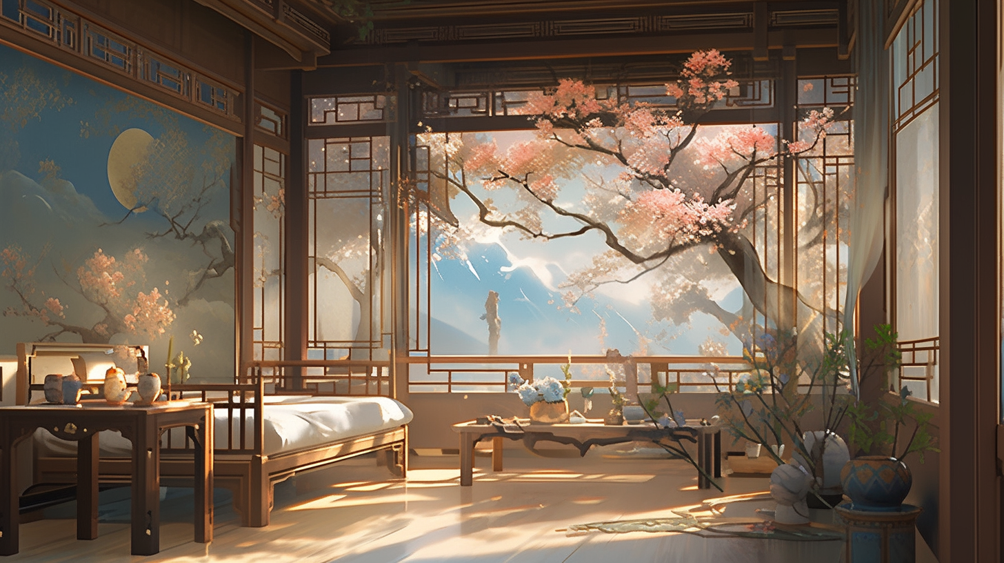 AI绘画仙侠古风背景图片