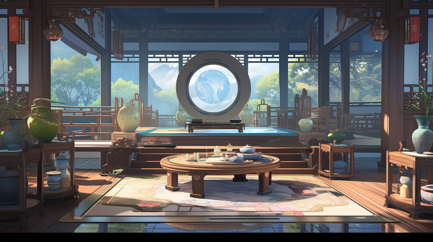 AI绘画仙侠古风背景图片